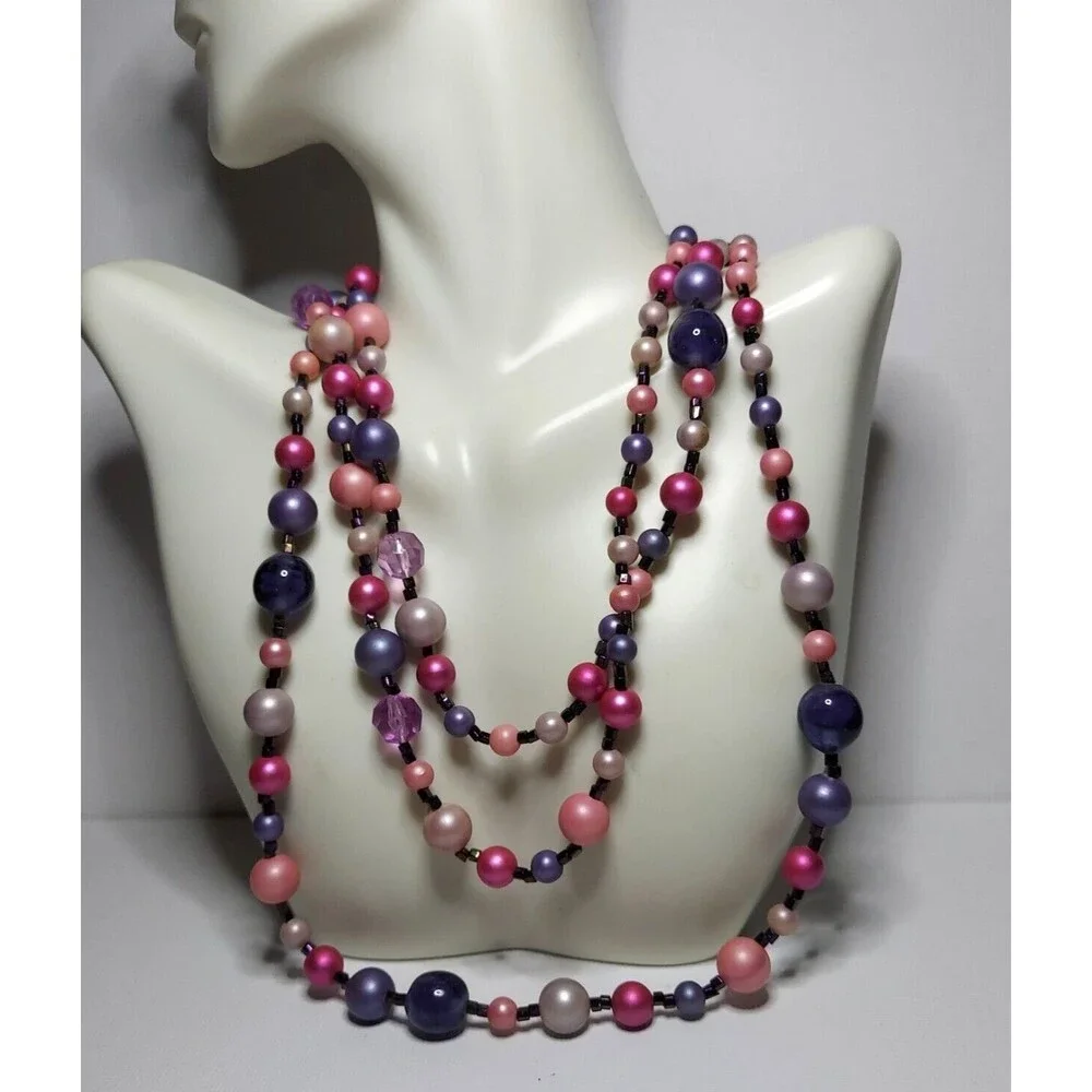 Necklace Variety Colors Sizes Beads 54" - Picture 1 of 2